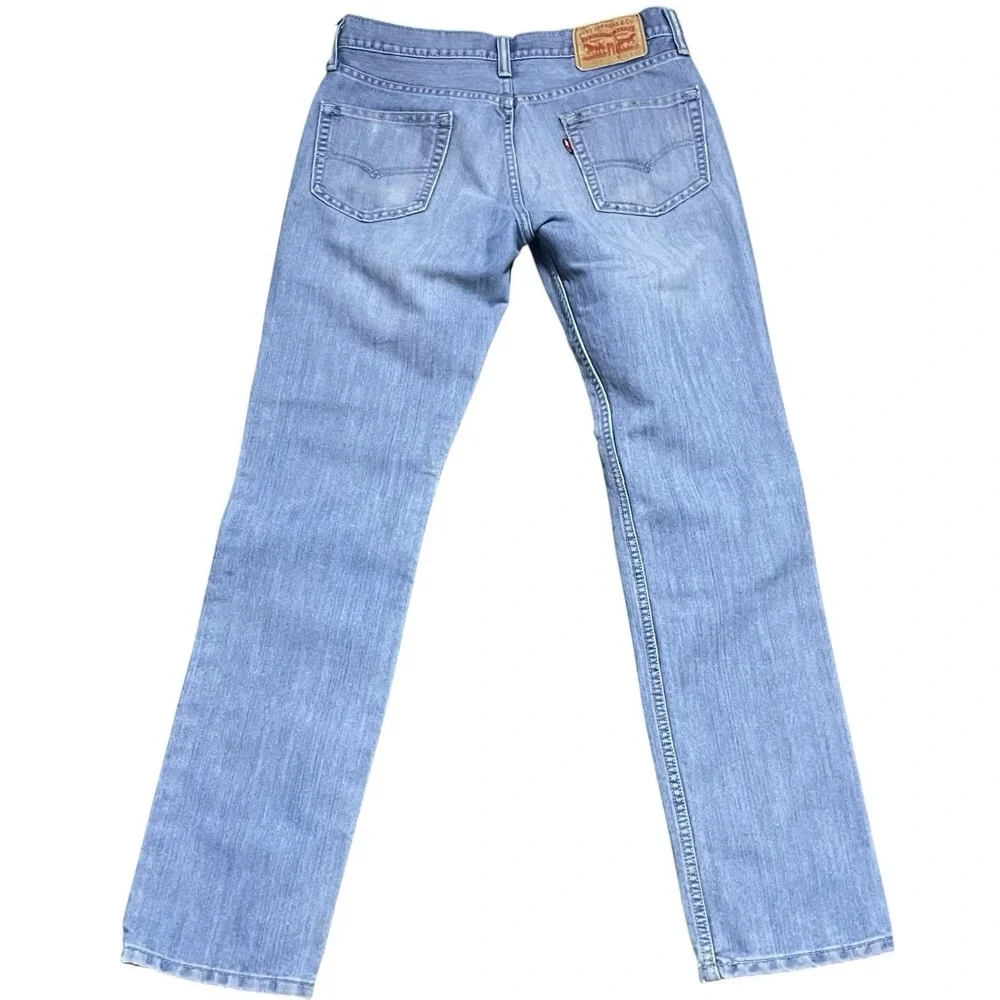 Levis 511 Jeans Slim Fit Medium Wash‎ Stretch Denim Mens 34x34 Blue Distressed